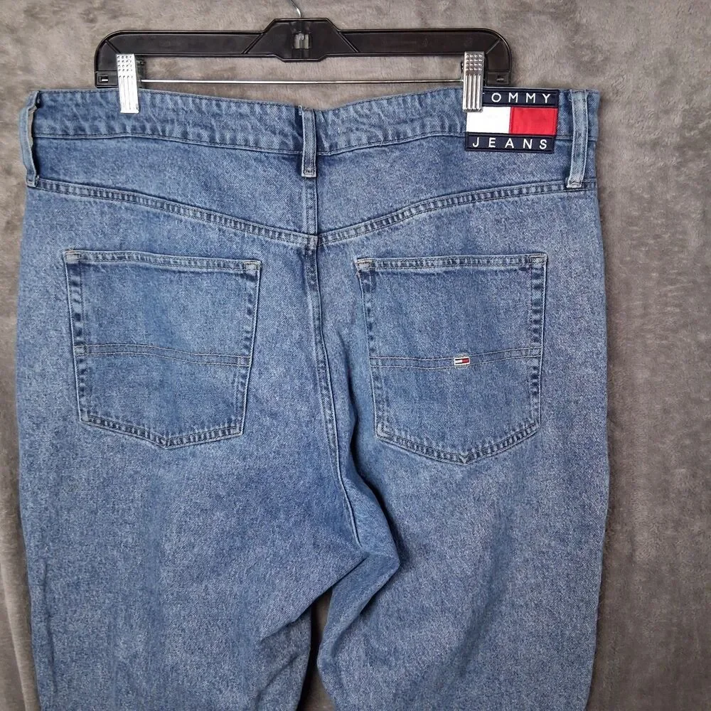 Tommy Jeans Bax Loose Tapered Mens 38x30 Inseam 25 Light‎ Blue Wash